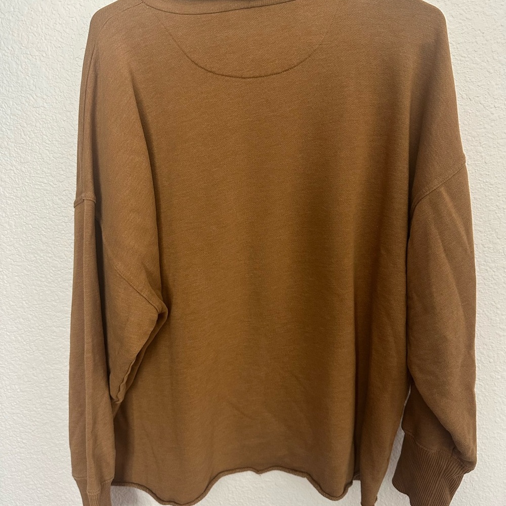 Aerie Women’s Cowl Neck Sweater L Mustard Yellow, Oversized, Pullover Sweatshirt - Picture 3 of 4